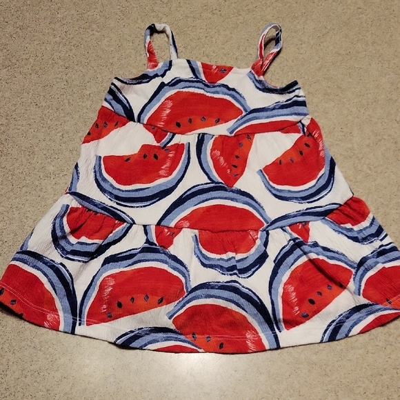 Carter's Red and Blue Watermelon Spaghetti Strap Sundress Size 12 Months - Picture 1 of 5